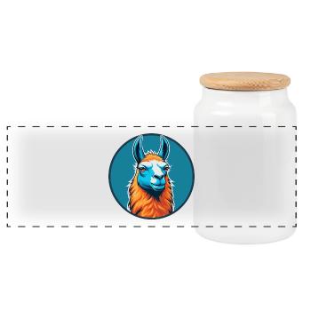 Lama süße Kawaii Cartoon Clipart Tier Haustier Logo - Panorama Keksdose mit Holzdeckel - Weiß - Vorne