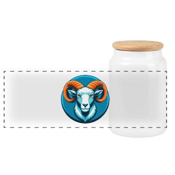 Ram mignon kawaii dessin animé Clipart Animal Pet Logo - Boîte à biscuits avec couvercle en bois - blanc - Devant