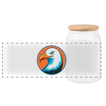 Seagull Cute Funny Kawaii Cartoon Animal Pet Logo - Panoramic Cookie Jar with Wooden Lid - white - Front
