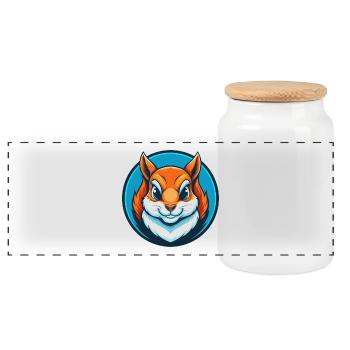 écureuil mignon kawaii dessin animé animal animal logo - Boîte à biscuits avec couvercle en bois - blanc - Devant