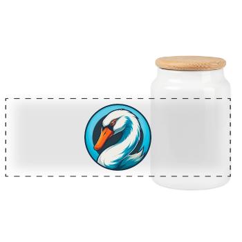 cygne mignon kawaii dessin animé clipart animal animal logo - Boîte à biscuits avec couvercle en bois - blanc - Devant