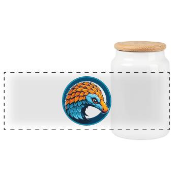 Pangolin Niedliches Kawaii Cartoon Tier Haustier Logo - Panorama Keksdose mit Holzdeckel - Weiß - Vorne