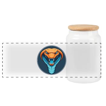 Snake Cute Kawaii Cartoon Clipart Animal Pet Logo - Panoramic Cookie Jar with Wooden Lid - white - Front