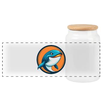 baleine mignon kawaii dessin animé clipart animal animal logo - Boîte à biscuits avec couvercle en bois - blanc - Devant