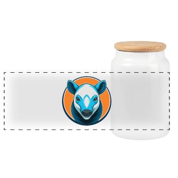 Tapir Niedliche Kawaii Cartoon Clipart Tier Haustier Logo - Panorama Keksdose mit Holzdeckel - Weiß - Vorne