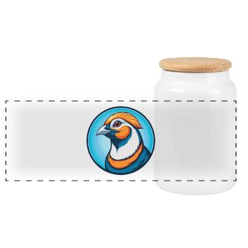Rebhuhn Niedliches Kawaii Cartoon Tier Haustier Logo - Panorama Keksdose mit Holzdeckel - Weiß - Vorne