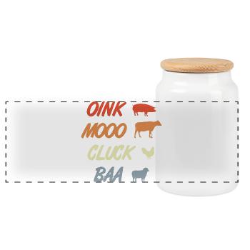 Animal sounds - Panoramic Cookie Jar with Wooden Lid - white - Front