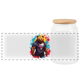 Cool Urban Bear - Panoramic Cookie Jar with Wooden Lid - white - Front