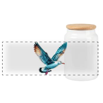 Mouette - Boîte à biscuits avec couvercle en bois - blanc - Devant