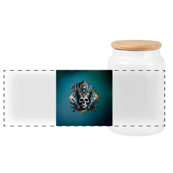 Totenkopf, der die mystische Aura verkörpert - Panorama Keksdose mit Holzdeckel - Weiß - Vorne