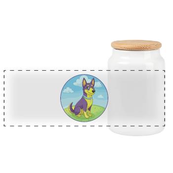 Australischer Kelpie Hund Niedliches Kawaii Cartoon Tier - Panorama Keksdose mit Holzdeckel - Weiß - Vorne