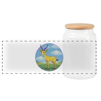 antilope mignon kawaii dessin animé clipart animal de compagnie - Boîte à biscuits avec couvercle en bois - blanc - Devant