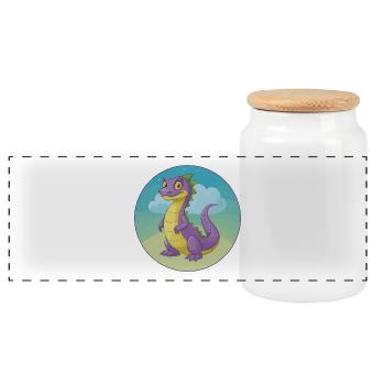 Basilisk Niedliche Kawaii Cartoon Clipart Tier Haustier - Panorama Keksdose mit Holzdeckel - Weiß - Vorne