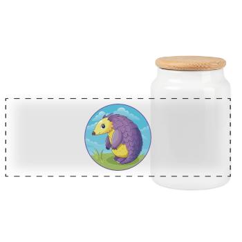 Schuppentier Niedlich Kawaii Cartoon Clipart Tier Haustier - Panorama Keksdose mit Holzdeckel - Weiß - Vorne