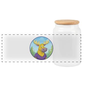 orignal mignon kawaii dessin animé clipart animal de compagnie - Boîte à biscuits avec couvercle en bois - blanc - Devant