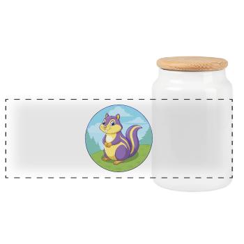 Chipmunk Cute Kawaii Cartoon Clipart Animal Pet - Panoramic Cookie Jar with Wooden Lid - white - Front