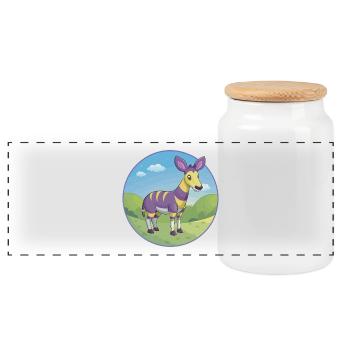 Okapi Niedliche Kawaii Cartoon Clipart Tier Haustier - Panorama Keksdose mit Holzdeckel - Weiß - Vorne