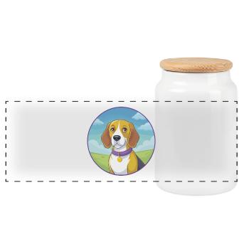 Beagle Hund Niedlich Kawaii Cartoon Clipart Tier Haustier - Panorama Keksdose mit Holzdeckel - Weiß - Vorne