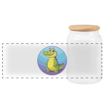 Crocodile Mignon Kawaii Dessin animé Clipart Animal de compagnie - Boîte à biscuits avec couvercle en bois - blanc - Devant