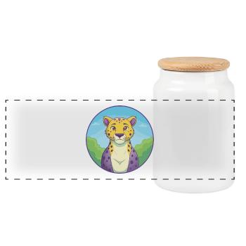 Gepard Niedliche Kawaii Cartoon Clipart Tier Haustier - Panorama Keksdose mit Holzdeckel - Weiß - Vorne