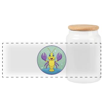 homard mignon kawaii dessin animé clipart animal de compagnie - Boîte à biscuits avec couvercle en bois - blanc - Devant