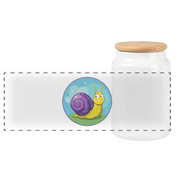 Snail Cute Kawaii Cartoon Clipart Animal Pet - Panoramic Cookie Jar with Wooden Lid - white - Front