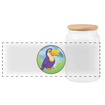 Toucan Cute Kawaii Cartoon Clipart Animal Pet - Panoramic Cookie Jar with Wooden Lid - white - Front
