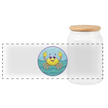 Crab Cute Kawaii Cartoon Clipart Animal Pet - Panoramic Cookie Jar with Wooden Lid - white - Front