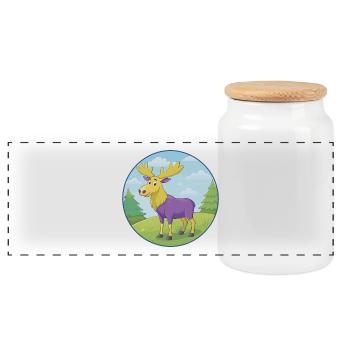 Elk mignon Kawaii dessin animé Clipart Animal de compagnie - Boîte à biscuits avec couvercle en bois - blanc - Devant