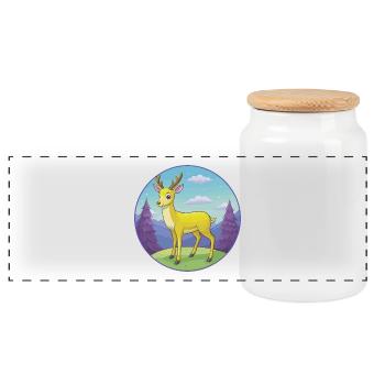 Hirsch Niedlich Kawaii Cartoon Clipart Tier Haustier - Panorama Keksdose mit Holzdeckel - Weiß - Vorne
