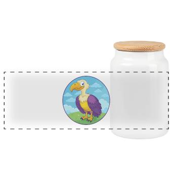 vautour mignon kawaii dessin animé clipart animal de compagnie - Boîte à biscuits avec couvercle en bois - blanc - Devant