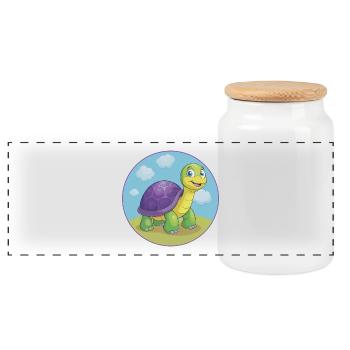 tortue mignon kawaii dessin animé clipart animal de compagnie - Boîte à biscuits avec couvercle en bois - blanc - Devant
