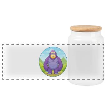 Gorille mignon kawaii dessin animé Clipart animal de compagnie - Boîte à biscuits avec couvercle en bois - blanc - Devant