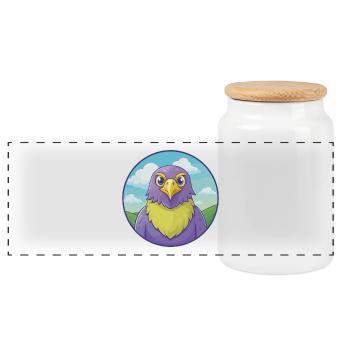 faucon mignon kawaii dessin animé clipart animal de compagnie - Boîte à biscuits avec couvercle en bois - blanc - Devant