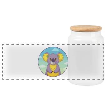Koala Niedlich Kawaii Cartoon Clipart Tier Haustier - Panorama Keksdose mit Holzdeckel - Weiß - Vorne