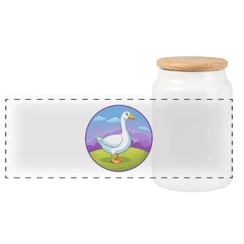 Oie mignon Kawaii dessin animé Clipart Animal de compagnie - Boîte à biscuits avec couvercle en bois - blanc - Devant