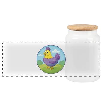 Poule mignon Kawaii dessin animé Clipart Animal de compagnie - Boîte à biscuits avec couvercle en bois - blanc - Devant