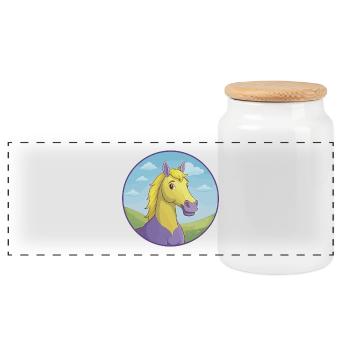 Pferd Niedlich Kawaii Cartoon Clipart Tier Haustier - Panorama Keksdose mit Holzdeckel - Weiß - Vorne