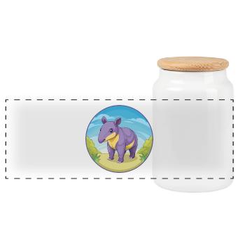 Tapir Niedliche Kawaii Cartoon Clipart Tier Haustier - Panorama Keksdose mit Holzdeckel - Weiß - Vorne