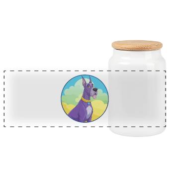Dogue Allemand Chien Mignon Kawaii Dessin Animé Clipart Animal - Boîte à biscuits avec couvercle en bois - blanc - Devant