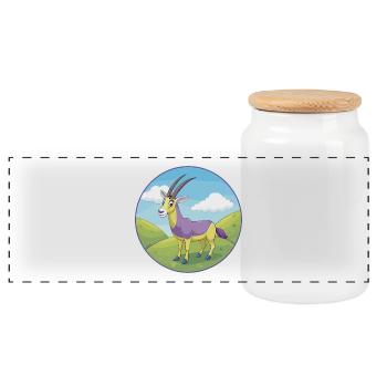 Oryx mignon kawaii dessin animé Clipart animal de compagnie - Boîte à biscuits avec couvercle en bois - blanc - Devant