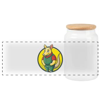 Armadillo Cute Kawaii Cartoon Clipart Pet Animal - Panoramic Cookie Jar with Wooden Lid - white - Front