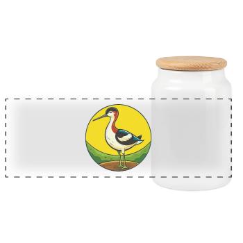 Avocet Niedliche Kawaii Cartoon Clipart Haustier Tier - Panorama Keksdose mit Holzdeckel - Weiß - Vorne