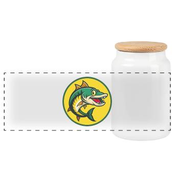 Barracuda Mignon Kawaii Dessin animé Clipart Animal de compagnie - Boîte à biscuits avec couvercle en bois - blanc - Devant
