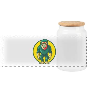 BigFoot mignon Kawaii dessin animé Clipart Animal de compagnie - Boîte à biscuits avec couvercle en bois - blanc - Devant