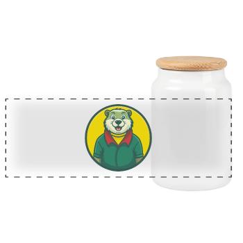 Marmot Cute Kawaii Cartoon Clipart Pet Animal - Panoramic Cookie Jar with Wooden Lid - white - Front