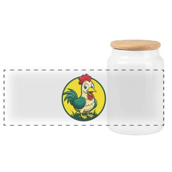 Chicken Cute Kawaii Cartoon Clipart Pet Animal - Panoramic Cookie Jar with Wooden Lid - white - Front