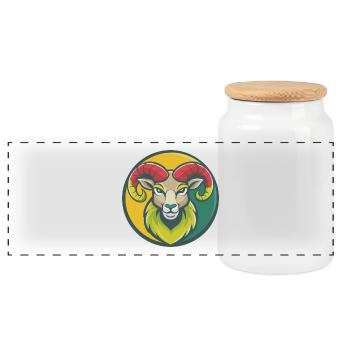 Ram Mignon Kawaii Dessin animé Clipart Animal de compagnie - Boîte à biscuits avec couvercle en bois - blanc - Devant