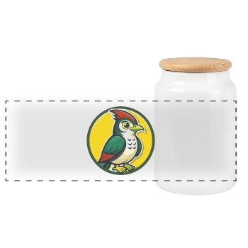 Cuckoo Bird Cute Kawaii Cartoon Clipart Pet Animal - Panoramic Cookie Jar with Wooden Lid - white - Front