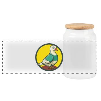 Colombe mignon Kawaii dessin animé Clipart Animal de compagnie - Boîte à biscuits avec couvercle en bois - blanc - Devant